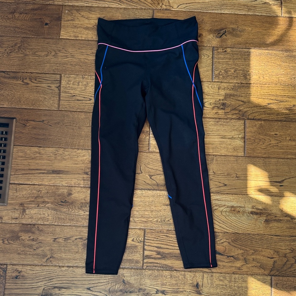 GAP Black Leggings with Pink and Blue Accents